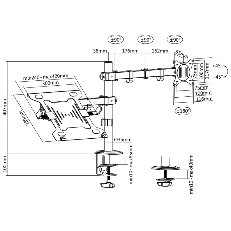 LogiLink Monitorfäste 17-32