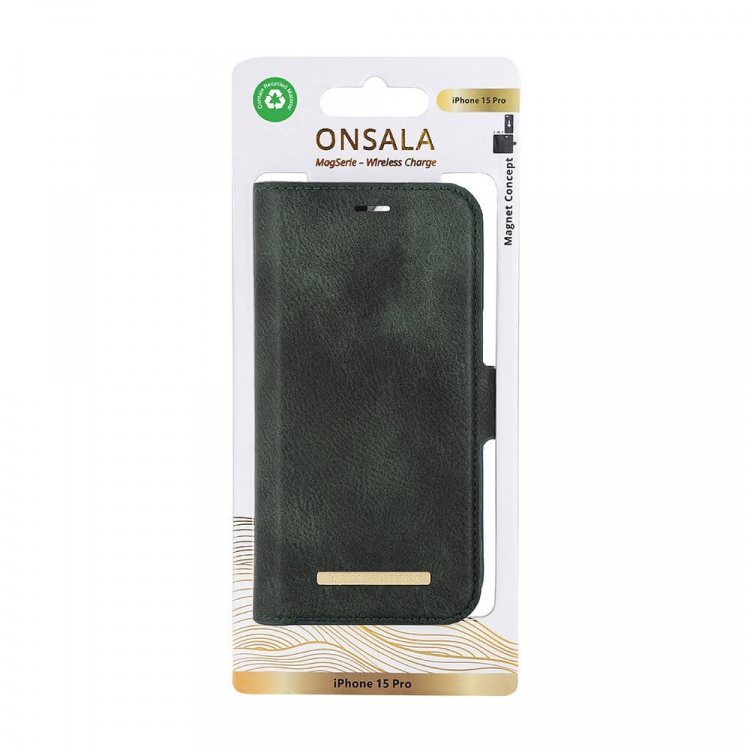 Onsala Wallet Case Eco 2 Card Slots MagSeries Dark Green - iPhone 15 Pro