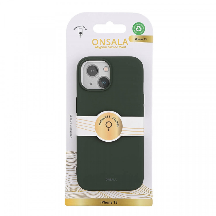 Onsala Phone Case with Silicone Feel MagSeries Olive Green - iPhone 15 Onsala Phone Case with Silicone Feel MagSeries Olive Green - iPhone 15