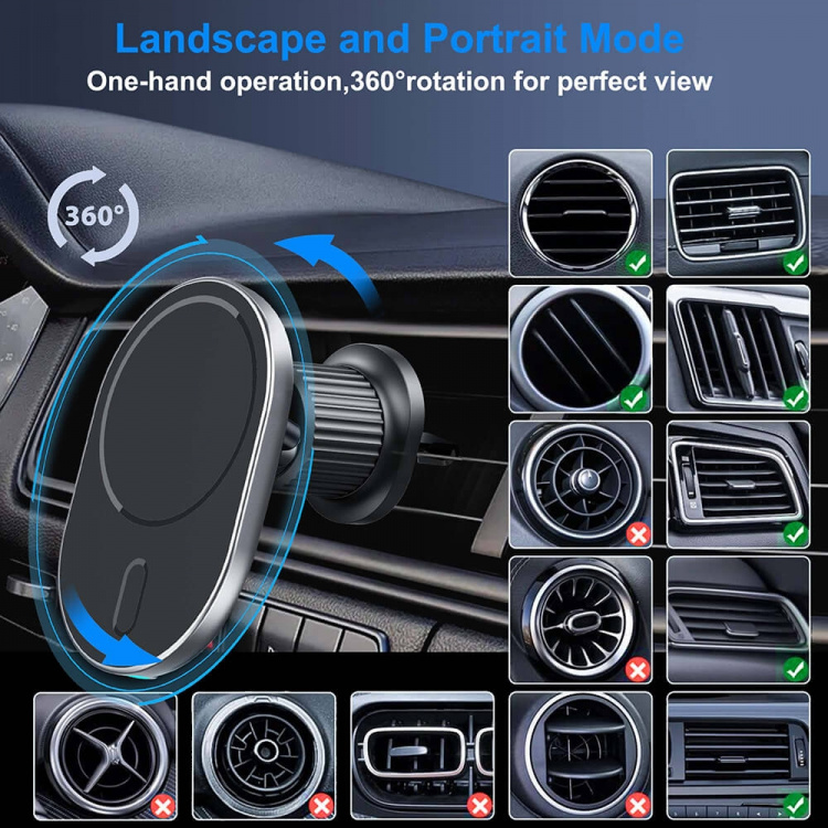 Gear MagSerie Phone Holder Airwent MagSafe Charge 15W Wireless