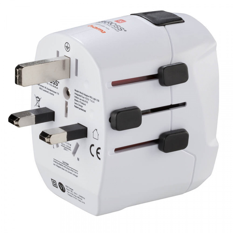 Hama World Travel Adapter Pro Light USB 3-pin Hama World Travel Adapter Pro Light USB 3-pin