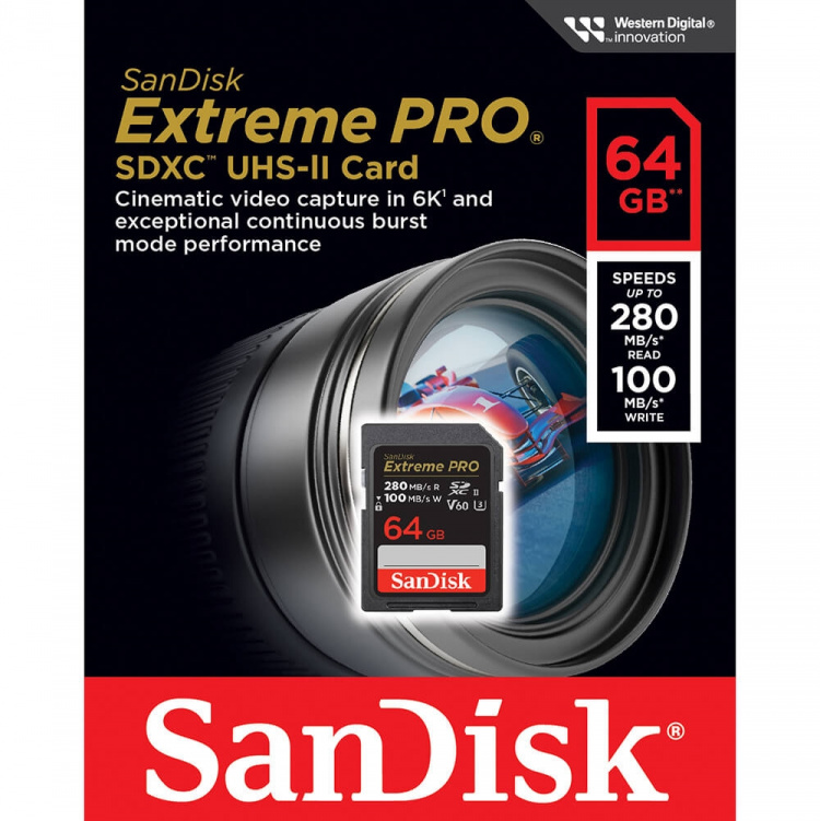SanDisk Extreme Pro 64GB 280MB/s V60 C10 UHS-II SanDisk Extreme Pro 64GB 280MB/s V60 C10 UHS-II