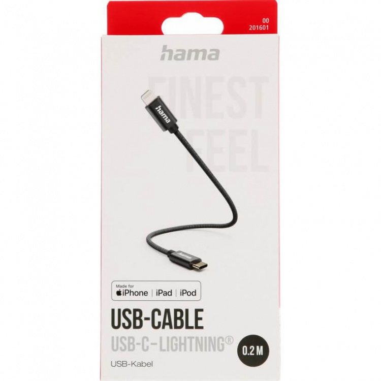 Hama Charging Cable USB-C to Lightning 0.2m Black Hama Charging Cable USB-C to Lightning 0.2m Black