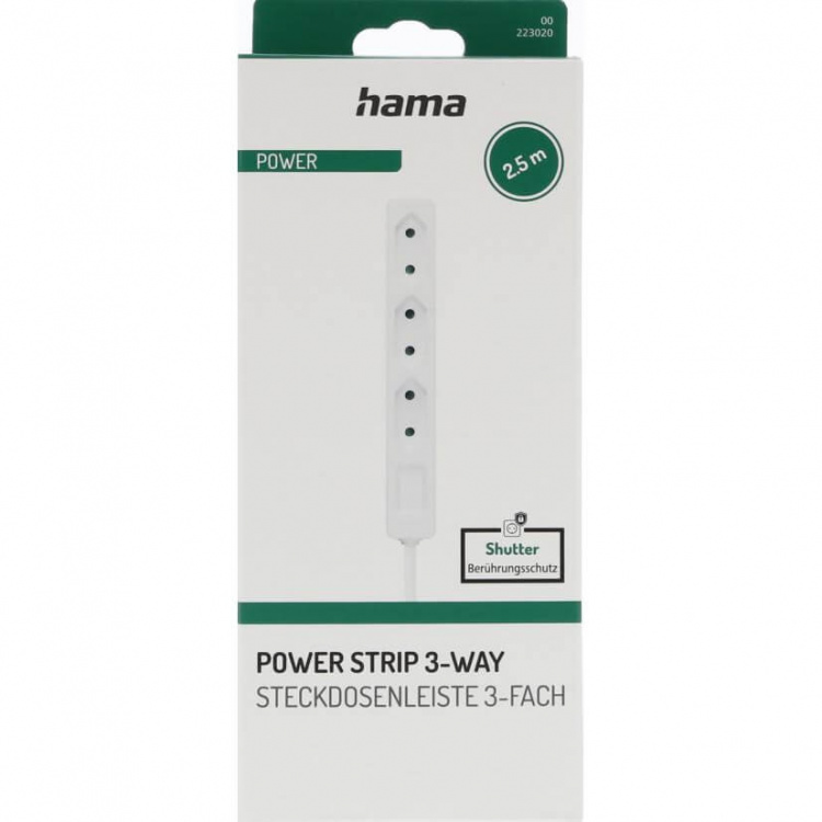 Hama Power Strip 3-Way 2.5m White