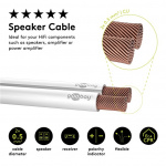 Goobay Speaker Cable white CU 50 m roll, cable diameter 2 x 0.5 mm²