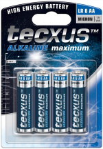 tecxus LR6/AA (Mignon) Battery, 4 pcs. blister alkaline manganese battery, 1.5 V