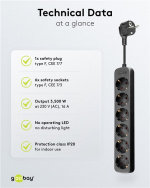Goobay 6-Way Power Strip, 5 m, black 6x safety sockets CEE 7/4 Goobay 6-Way Power Strip, 5 m, black 6x safety sockets CEE 7/4