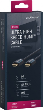 ClickTronic Ultra High Speed HDMI™ Cable Premium cable | 1x HDMI™ plug 1x HDMI™ plug | 1.5 m | UHD 8K @ 60 Hz ClickTronic Ultra High Speed HDMI™ Cable Premium cable | 1x HDMI™ plug 1x HDMI™ plug | 1.5 m | UHD 8K @ 60 Hz