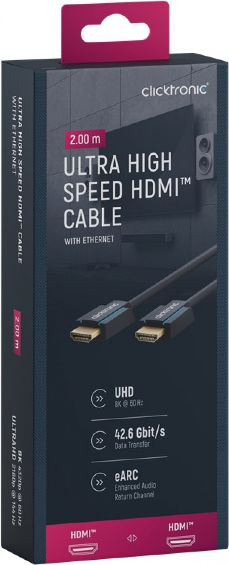 ClickTronic Ultra High Speed HDMI™ Cable Premium cable | 1x HDMI™ plug 1x HDMI™ plug | 2.0 m | UHD 8K @ 60 Hz