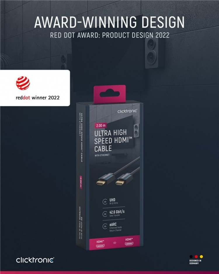 ClickTronic Ultra High Speed HDMI™ Cable Premium cable | 1x HDMI™ plug 1x HDMI™ plug | 2.0 m | UHD 8K @ 60 Hz