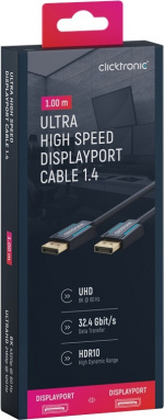 ClickTronic DisplayPort™ Cable Premium cable | 1x DisplayPort™ plug 1x DisplayPort™ plug | 1.0 m | UHD 8K @ 60 Hz ClickTronic DisplayPort™ Cable Premium cable | 1x DisplayPort™ plug 1x DisplayPort™ plug | 1.0 m | UHD 8K @ 60 Hz