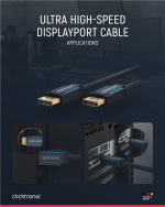ClickTronic DisplayPort™ Cable Premium cable | 1x DisplayPort™ plug 1x DisplayPort™ plug | 5.0 m | UHD 8K @ 60 Hz ClickTronic DisplayPort™ Cable Premium cable | 1x DisplayPort™ plug 1x DisplayPort™ plug | 5.0 m | UHD 8K @ 60 Hz