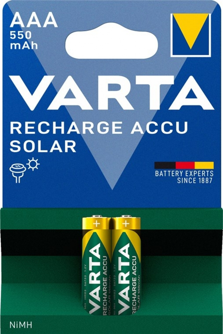 Varta AAA (Micro)/HR03 (56733) Rechargeable - 550 mAh, 2 pc. blister Nickel-metal hydride battery (NiMH), 1.2 V