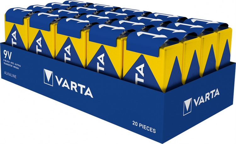 Varta 6LR61/6LP3146/9 V Block (4922) Battery, 1 pc. bulk alkaline manganese battery, 9 V