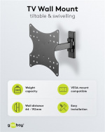 Goobay TV wall mount Basic FULLMOTION (S) for TVs from 23 to 42 inch (58-107cm), fully mobile (swivel and tilt) up to 20 kg