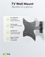 Goobay TV wall mount Basic FULLMOTION (S) for TVs from 23 to 42 inch (58-107cm), fully mobile (swivel and tilt) up to 20 kg