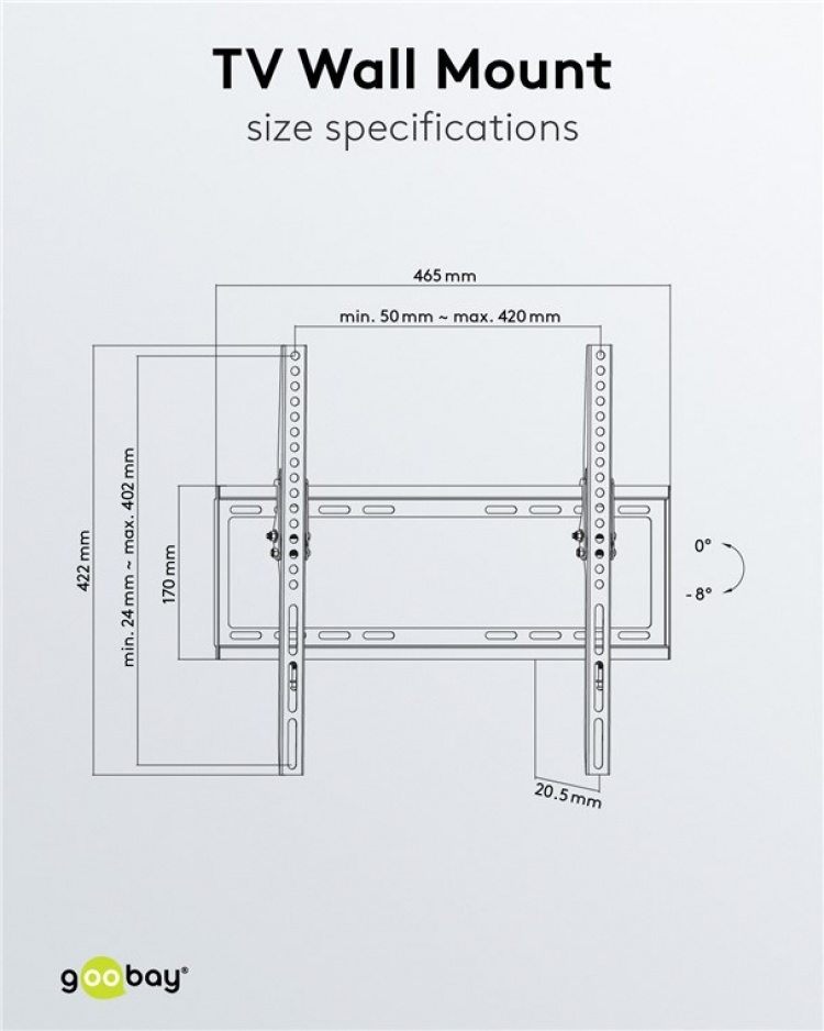 Goobay TV wall mount Basic TILT (M) for TVs from 32 to 55 inch (81-140 cm), tiltable up to 35 kg
