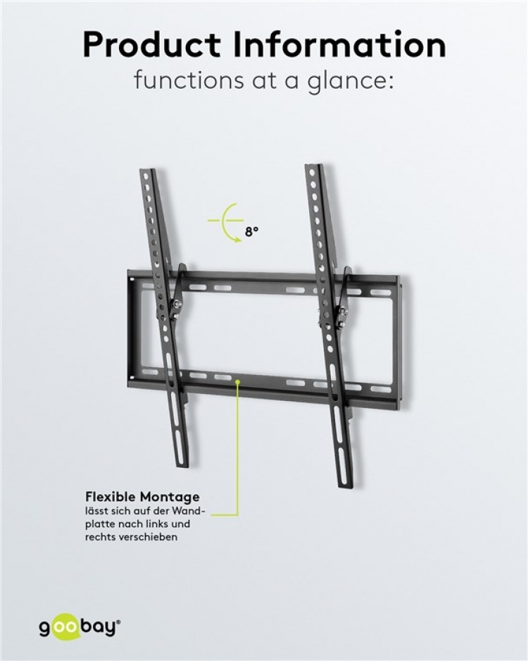 Goobay TV wall mount Basic TILT (M) for TVs from 32 to 55 inch (81-140 cm), tiltable up to 35 kg