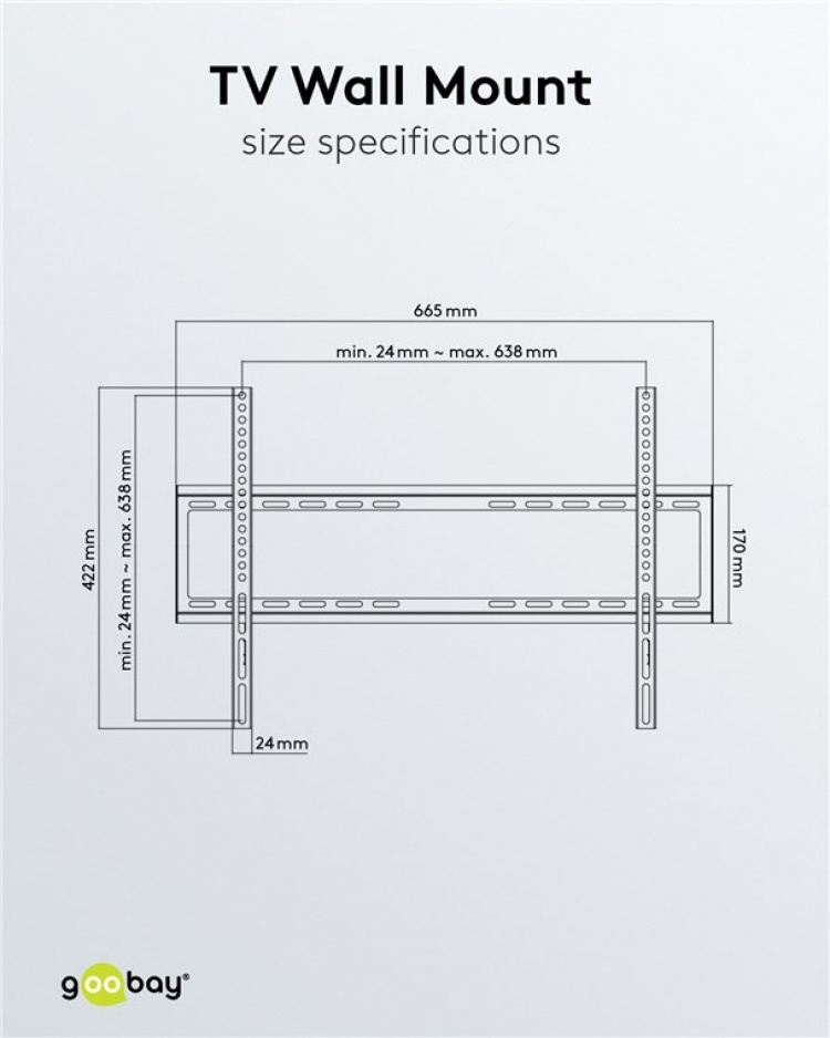 Goobay TV wall mount Basic FIXED (L) for TVs from 37 to 70 inch (94-178 cm) to 35 kg