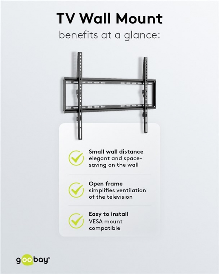 Goobay TV wall mount Basic FIXED (L) for TVs from 37 to 70 inch (94-178 cm) to 35 kg