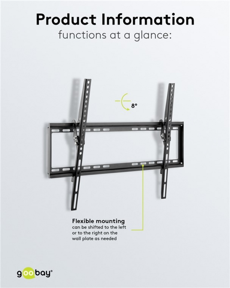 Goobay TV wall mount Basic TILT (L) for TVs from 37 to 70 inch (94-178 cm), tiltable up to 35 kg Goobay TV wall mount Basic TILT (L) for TVs from 37 to 70 inch (94-178 cm), tiltable up to 35 kg