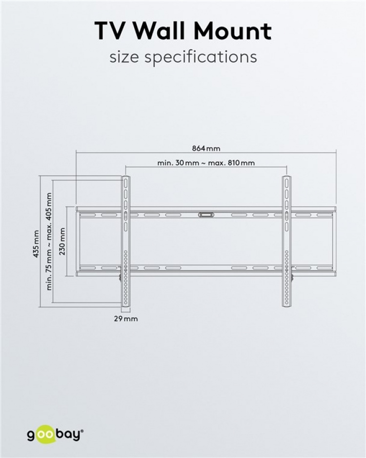 Goobay TV wall mount Basic FIXED (XL) for TVs from 43 to 100 inch (109-254 cm) to 75 kg