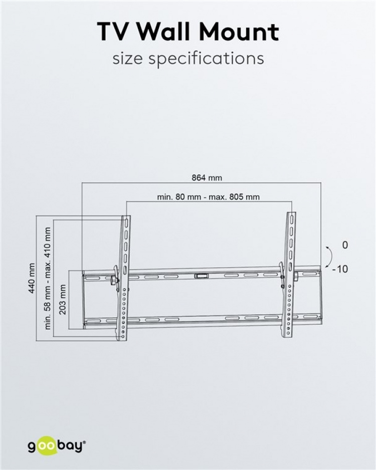 Goobay TV wall mount Basic TILT (XL) for TVs from 43 to 100 inch (109-254 cm), tiltable up to 75 kg