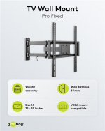 Goobay TV wall mount Basic FULLMOTION (M) for TVs from 32 to 55 inch (81-140 cm), fully mobile (swivel and tilt) up to 35 kg