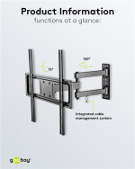 Goobay TV wall mount Basic FULLMOTION (M) for TVs from 32 to 55 inch (81-140 cm), fully mobile (swivel and tilt) up to 35 kg