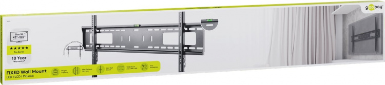 Goobay TV wall mount Pro FIXED (XL) for TVs from 43 to 100 inch (109-254 cm) to 75 kg Goobay TV wall mount Pro FIXED (XL) for TVs from 43 to 100 inch (109-254 cm) to 75 kg