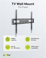 Goobay TV wall mount Pro FIXED (XL) for TVs from 43 to 100 inch (109-254 cm) to 75 kg Goobay TV wall mount Pro FIXED (XL) for TVs from 43 to 100 inch (109-254 cm) to 75 kg