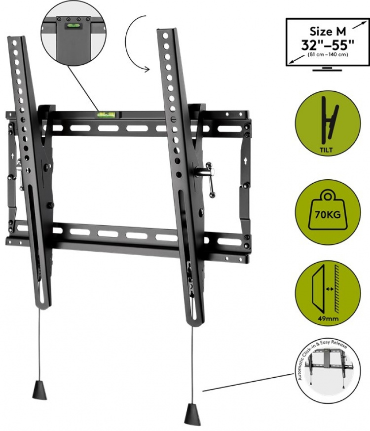 Goobay TV wall mount Pro TILT (M) for TVs from 32 to 55 inch (81-140 cm) to 70 kg