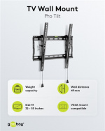 Goobay TV wall mount Pro TILT (M) for TVs from 32 to 55 inch (81-140 cm) to 70 kg