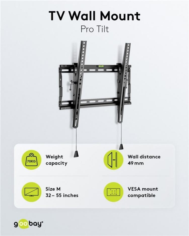 Goobay TV wall mount Pro TILT (M) for TVs from 32 to 55 inch (81-140 cm) to 70 kg