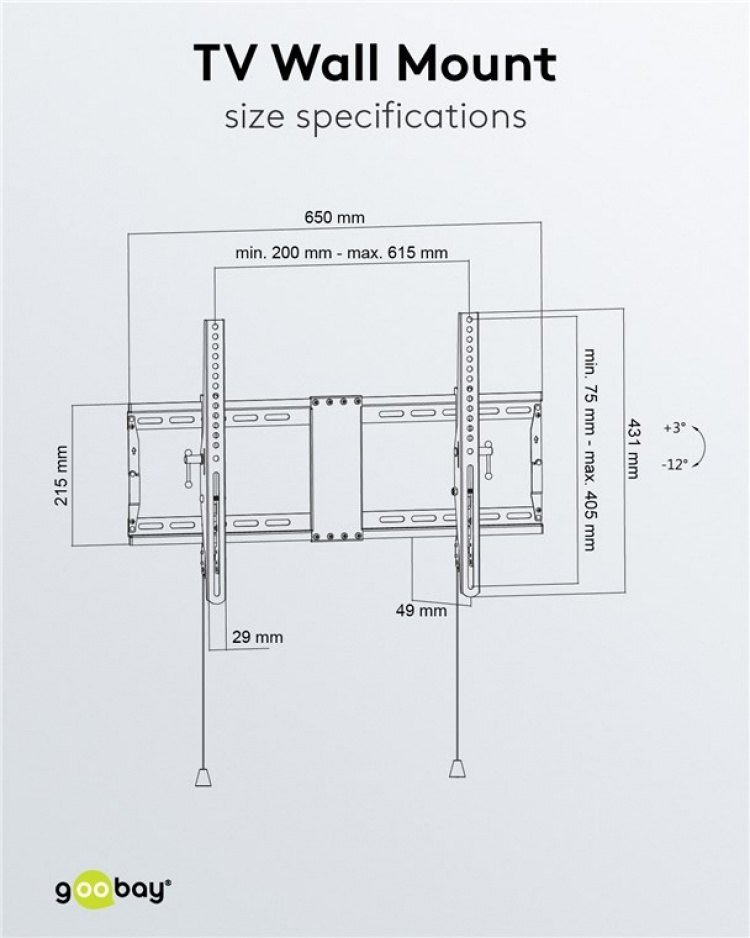 Goobay TV wall mount Pro TILT (L) for TVs from 37 to 70 inch (94-178 cm), tiltable up to 70 kg