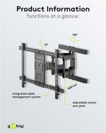 Goobay TV wall mount Pro FULLMOTION (L) for TVs from 37 to 70 inch (94-178 cm), fully mobile (swivel and tilt) up to 60 kg