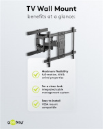 Goobay TV wall mount Pro FULLMOTION (L) for TVs from 37 to 70 inch (94-178 cm), fully mobile (swivel and tilt) up to 60 kg