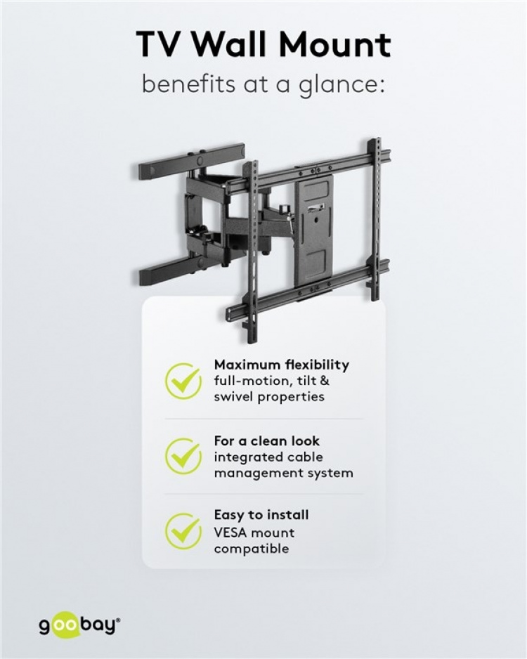 Goobay TV wall mount Pro FULLMOTION (L) for TVs from 37 to 70 inch (94-178 cm), fully mobile (swivel and tilt) up to 60 kg