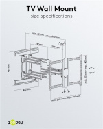 Goobay TV wall mount Pro FULLMOTION (L) wide Range for TVs from 37 to 70 inch (94-178 cm), fully mobile (swivel and tilt) up to 70 kg