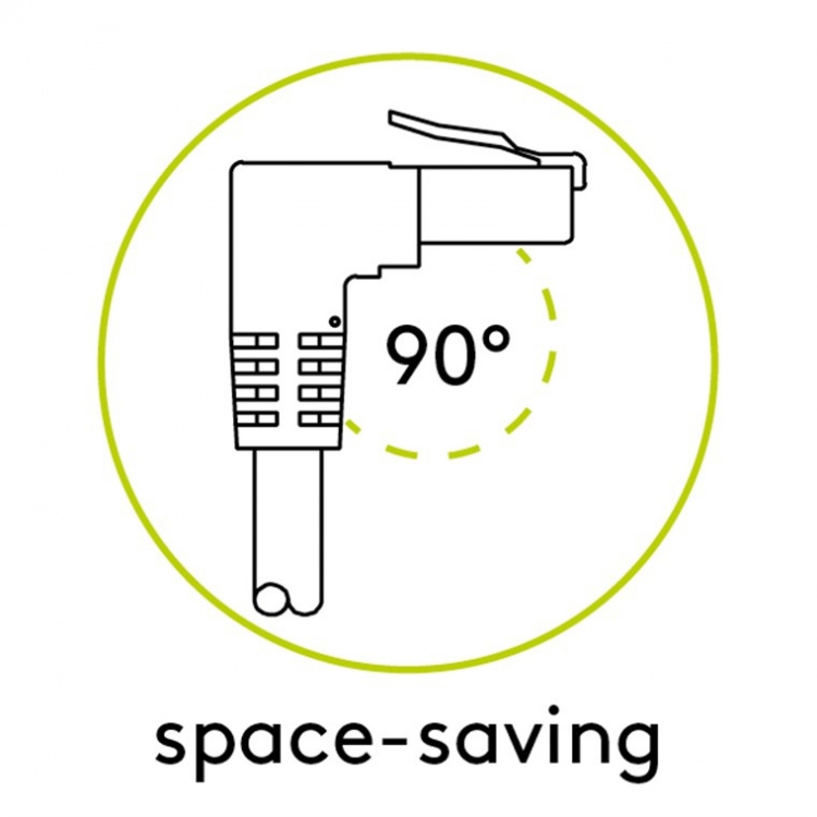 Goobay CAT 6A Patchcable 1x 90° Angled, S/FTP (PiMF), white copper conductor (CU), halogen-free cable sheath (LSZH), latch on top Goobay CAT 6A Patchcable 1x 90° Angled, S/FTP (PiMF), white copper conductor (CU), halogen-free cable sheath (LSZH), latch on top