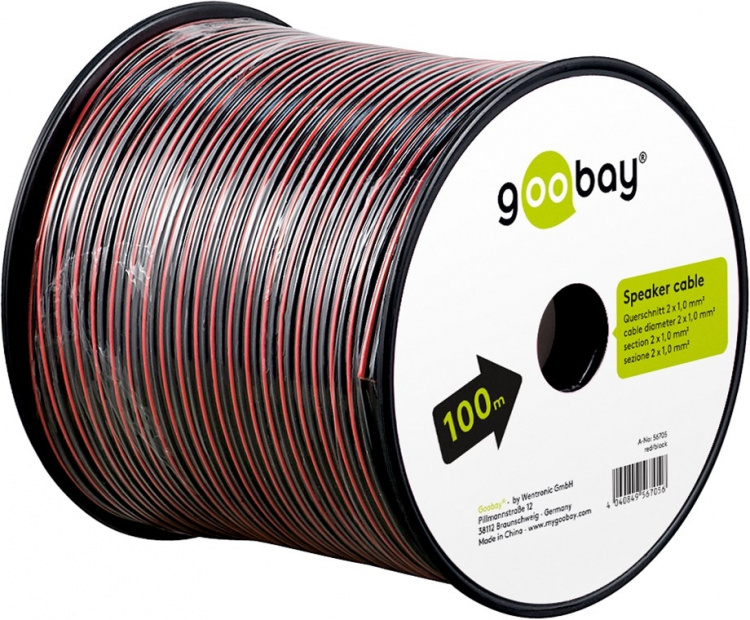 Goobay Speaker Cable CCA 100 m spool, cable diameter 2 x 1,00 mm²