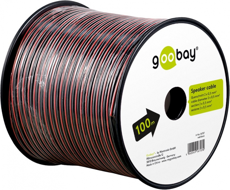 Goobay Speaker Cable CCA 100 m spool, cable diameter 2 x 0.50 mm²