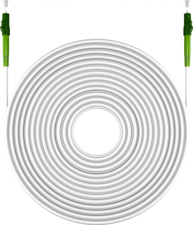 Goobay Fibre-optic Cable (FTTH), Singlemode (OS2) White,(Simplex) optical fibre (FOC), LC-APC (8°) male > LC-APC (8°) male, halogen-free cable sheath (LSZH)