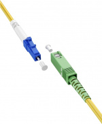 Goobay Fibre-optic Cable (FTTH), Singlemode (OS2) Yellow,(Simplex) optical fibre (FOC), SC-APC (8°) male > LC-UPC male, halogen-free cable sheath (LSZH)