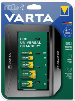 Varta LCD Universal Charger+ (Type 57688) Charges 1x 9 V battery or up to 4x AA batteries, AAA batteries, C or D batteries (NiMH) simultaneously Varta LCD Universal Charger+ (Type 57688) Charges 1x 9 V battery or up to 4x AA batteries, AAA batteries, C or D batteries (NiMH) simultaneously
