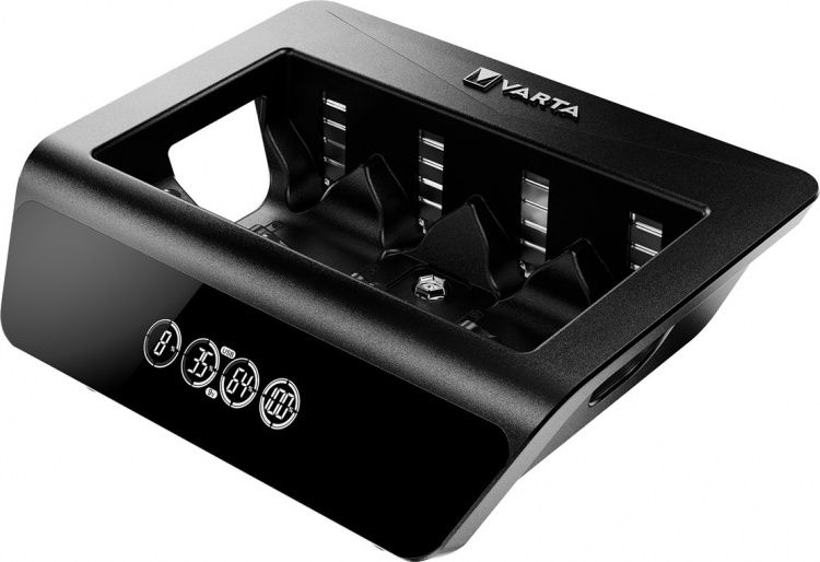 Varta LCD Universal Charger+ (Type 57688) Charges 1x 9 V battery or up to 4x AA batteries, AAA batteries, C or D batteries (NiMH) simultaneously Varta LCD Universal Charger+ (Type 57688) Charges 1x 9 V battery or up to 4x AA batteries, AAA batteries, C or D batteries (NiMH) simultaneously