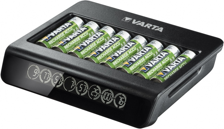 Varta LCD Multi Charger+ (Type 57681) charges up to 8x AA or AAA batteries (NiMH) simultaneously