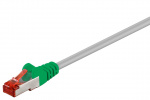 Goobay CAT 6 Crossover Patch Cable, S/FTP (PiMF), grey, green copper conductor (CU), halogen-free cable sheath (LSZH)