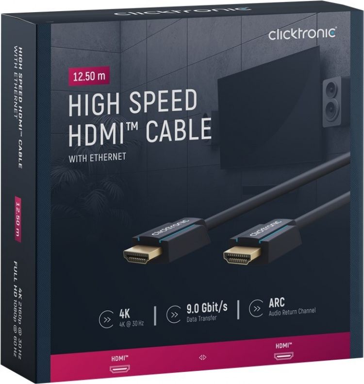 ClickTronic High Speed HDMI™ Cable Premium cable | 1x HDMI™ plug 1x HDMI™ plug | 12.5 m | UHD 4K @ 30 Hz ClickTronic High Speed HDMI™ Cable Premium cable | 1x HDMI™ plug 1x HDMI™ plug | 12.5 m | UHD 4K @ 30 Hz