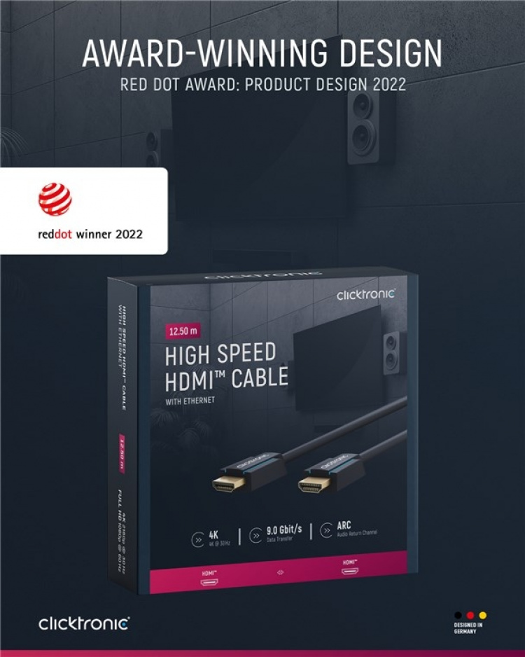 ClickTronic High Speed HDMI™ Cable Premium cable | 1x HDMI™ plug 1x HDMI™ plug | 12.5 m | UHD 4K @ 30 Hz ClickTronic High Speed HDMI™ Cable Premium cable | 1x HDMI™ plug 1x HDMI™ plug | 12.5 m | UHD 4K @ 30 Hz